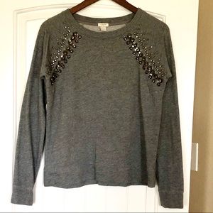J Crew grey jeweled sweatshirt